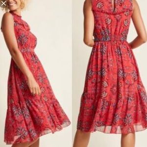 Modcloth Size Large Floral Paisley Keyhole High Neck Dress